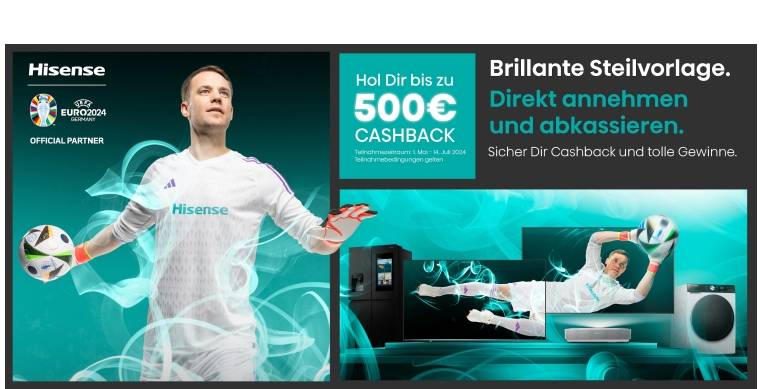 TV Bis zu 500 Euro Rabatt: Hisense mit Cashback-Aktion für Flat-TVs zur Fußball-EM - News, Bild 1