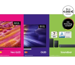 Marke: Samsung Bei TV- und Soundbar-Kauf: Samsung mit bis zu 4.000 Euro Rabatt, Bild 1 Heimkino Bei TV- und Soundbar-Kauf: Samsung mit bis zu 4.000 Euro Rabatt - News, Bild 1