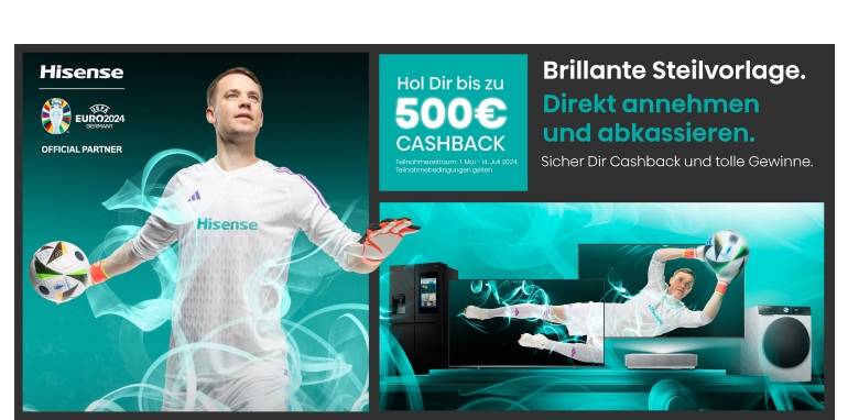 TV Bis zu 500 Euro Rabatt noch bis 14. Juli: Hisense mit Cashback-Aktion für Flat-TVs  - News, Bild 1